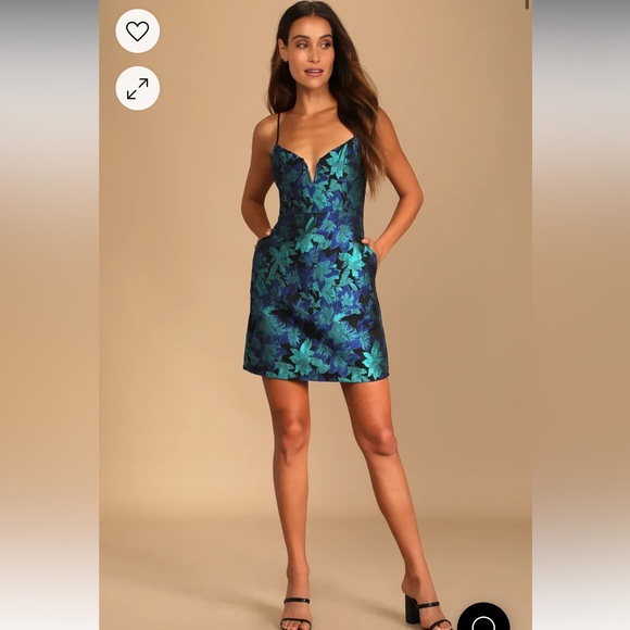 Lulus Dresses & Skirts - NWT Lulu’s Ready for Festivities Blue Multi Floral Jacquard Mini Dress Size Med